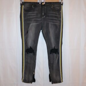 THREAT DENIM Distressed Skinny Jeans
